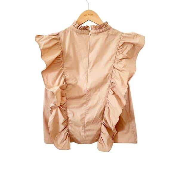 Deluc Tan "Sarah" Ruffle Dramatic Sleeveless Blouse - Picture 3 of 12